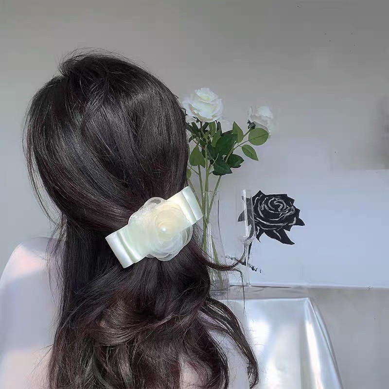 Cặp tóc nơ phối hoa voan vintage mã GH-0D