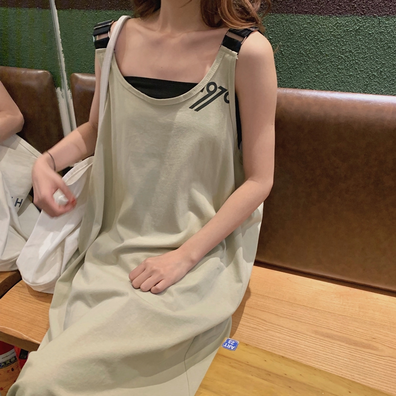 Đầm SUXI hai dây dáng rộng phong cách Hàn Quốc thời trang dành cho nữ