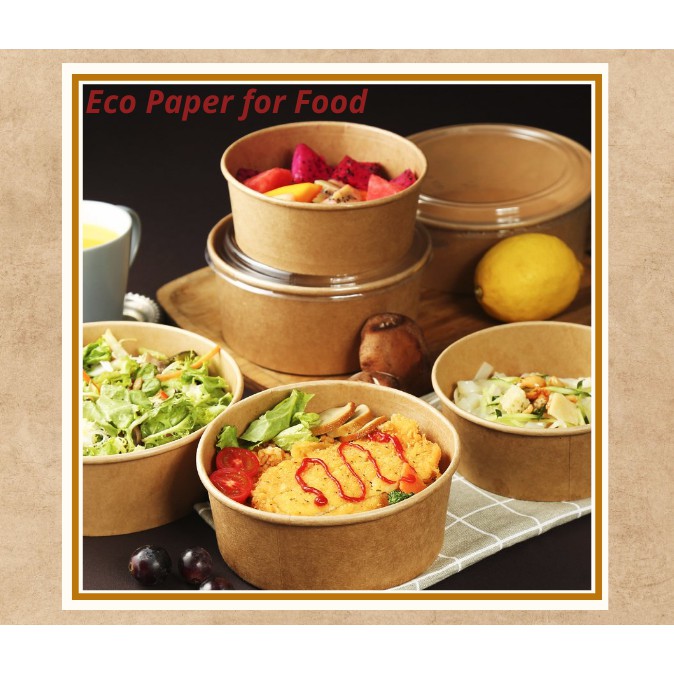 50 Tô Giấy Tròn Kraft Salad 750-1000ml "Salad bowl" (tiết kiệm hơn)