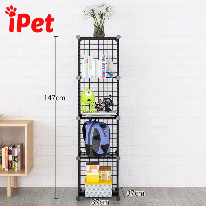 Kệ Tủ Lắp Ghép Lưới Sắt Đa Năng ( TẶNG KÈM CHỐT ) - Combo 4 Ô - iPet Shop