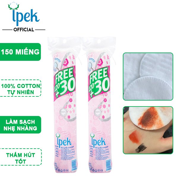 Combo 5 Bông Tẩy Trang IPEK 150 Miếng Cotton Pads ( 5 x 150 miếng)