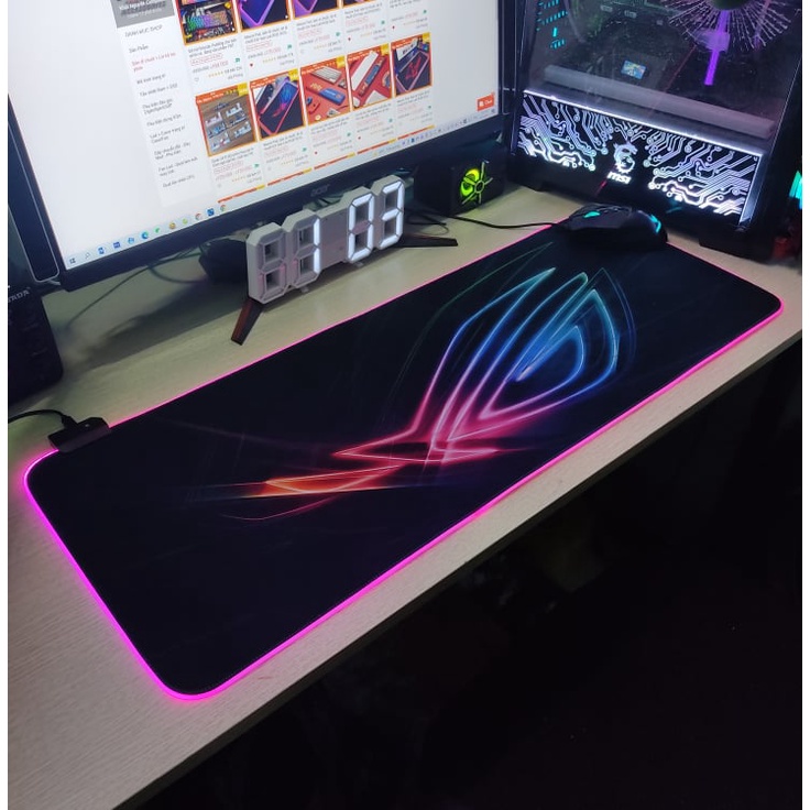 Mouse Pad, Bàn Di Chuột, Lót Di Chuột Led RGB ROG Version 2 Sáng Viền