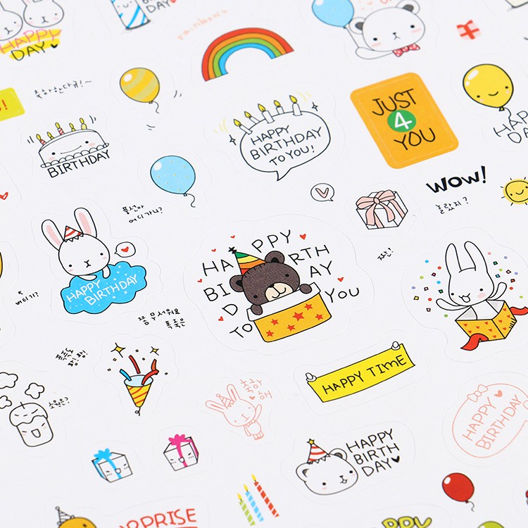 Vỉ 02 Tờ Sticker Hàn Quốc Happy Day Siêu Đáng Yêu