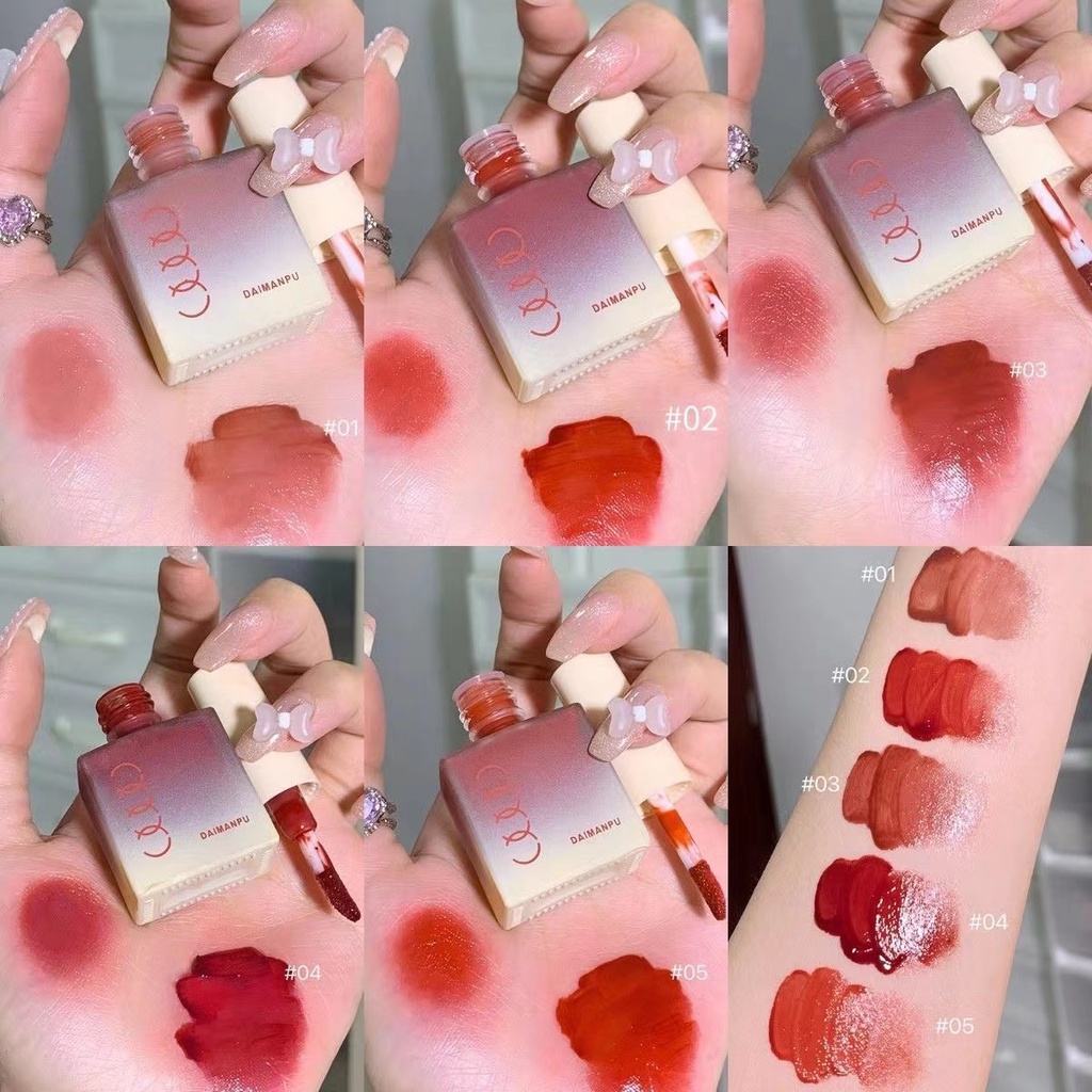 Son Bóng DAIMAPU Dưỡng Ẩm Sáng Bóng Lâu Trôi Trang điểm Màu Sắc Tươi Sáng