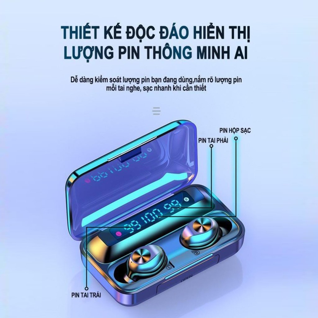 Tai Nghe Bluetooth AMOI F9-10 PRO TWS Không Dây | nút cảm ứng | Hiển thị % pin, Dung Lượng 3500Mah | BigBuy360 - bigbuy360.vn