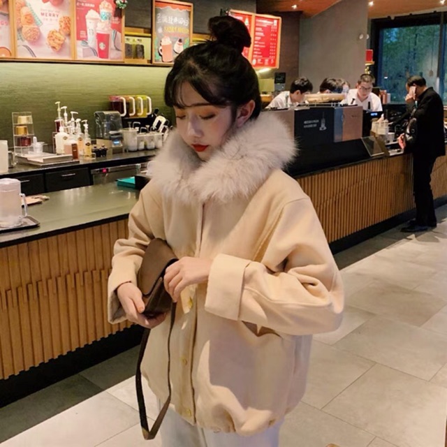 Áo dạ cổ lông