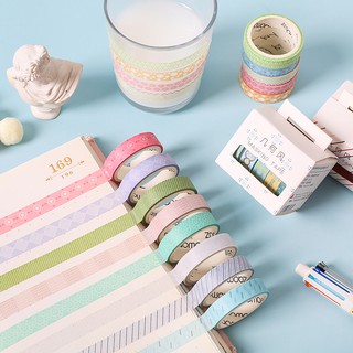 Washi Tape set cuộn băng dính chủ đề màu sắc trang trí sổ, album, nhật ký, lưu bút