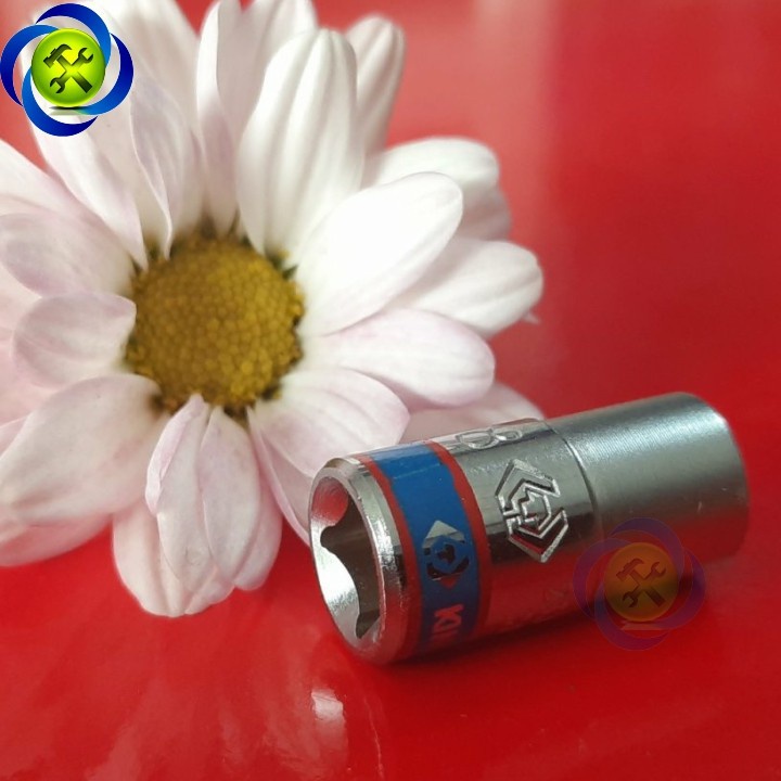 Tuýp 8mm 1/4 Kingtony 233508M loại ngắn 6 cạnh màu trắng