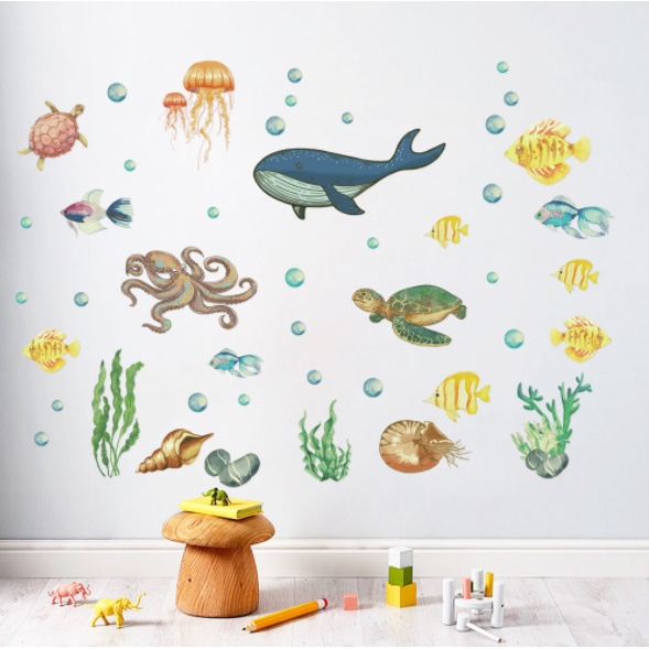 Decal trang trí tường - Những sinh vật dưới đáy biển