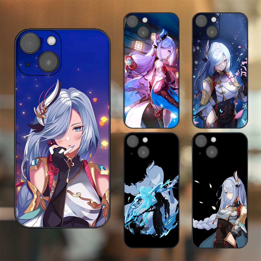 Ốp lưng iPhone 14 dẻo đen cạnh vuông in hình Shenhe Genshin Impact