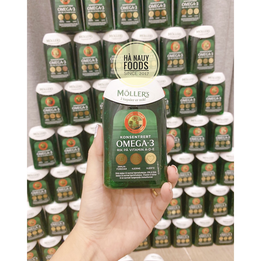 Dầu Cá Omega-3 DHA Vitamin A, D, E MOLLERS Nauy 112 viên nội địa Nauy