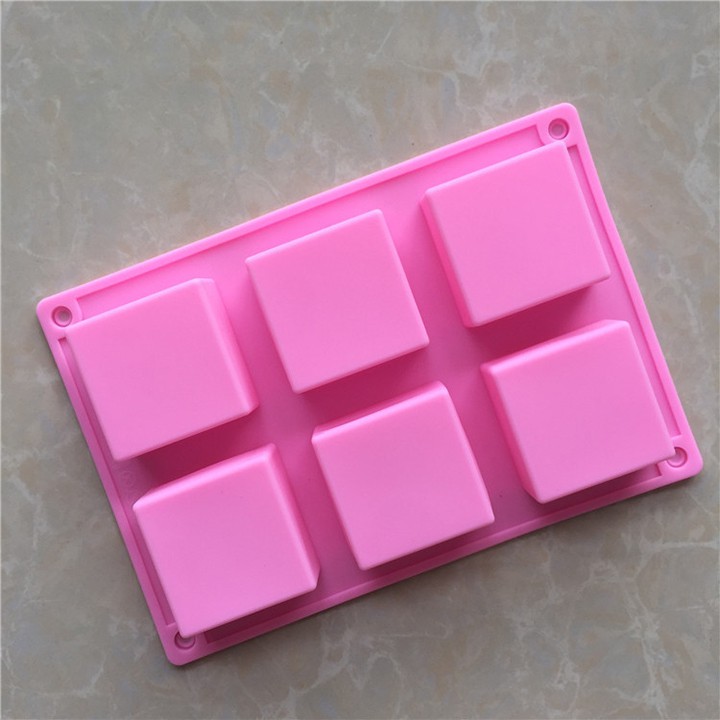 HCM - Khuôn silicon 6 ô vuông làm bánh, rau câu, fondant trang trí