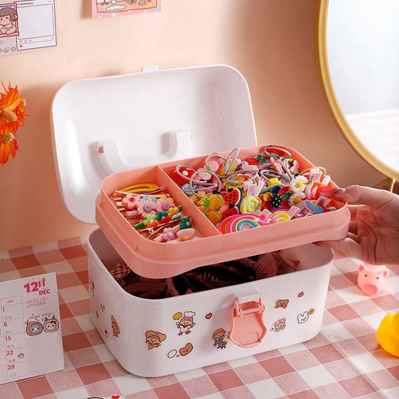 Hộp Đựng Dây Buộc Tóc / Kẹp Tóc Cỡ Lớn Bằng Cao Su Tiện Dụng Cho Bé Gái