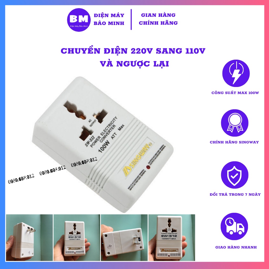 Đổi Nguồn 220V ra 110V  Hoặc 110V Sang 220V Công suất 100w