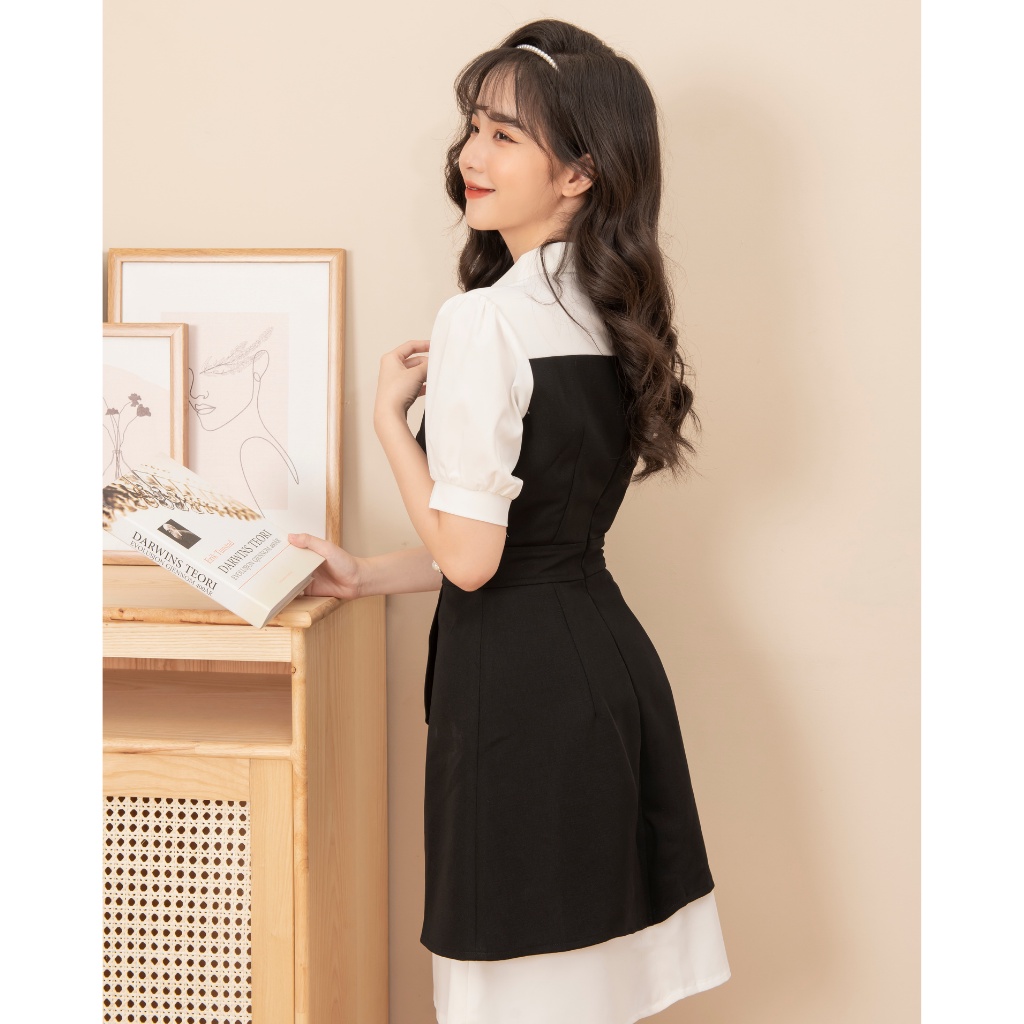 Váy Công Sở Chữ A Nữ ALICE Thiết Kế Cổ Sơ Mi Chân Váy Vạt Chéo Sang Đính Ngọc Thanh Lịch V703 | BigBuy360 - bigbuy360.vn