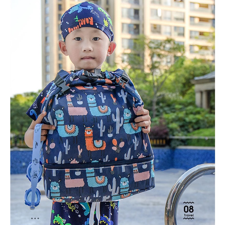 Balo Dây Rút Hai Lớp Chống Nước Chống Mài Mòn Đựng Đồ Chơi Đi Bơi Cho Trẻ Em