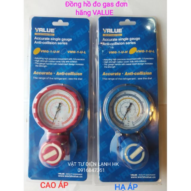 Đồng hồ đo nạp gas đơn hãng VALUE Cao áp - Hạ áp VMG-1-U-H VMG-1-U-L