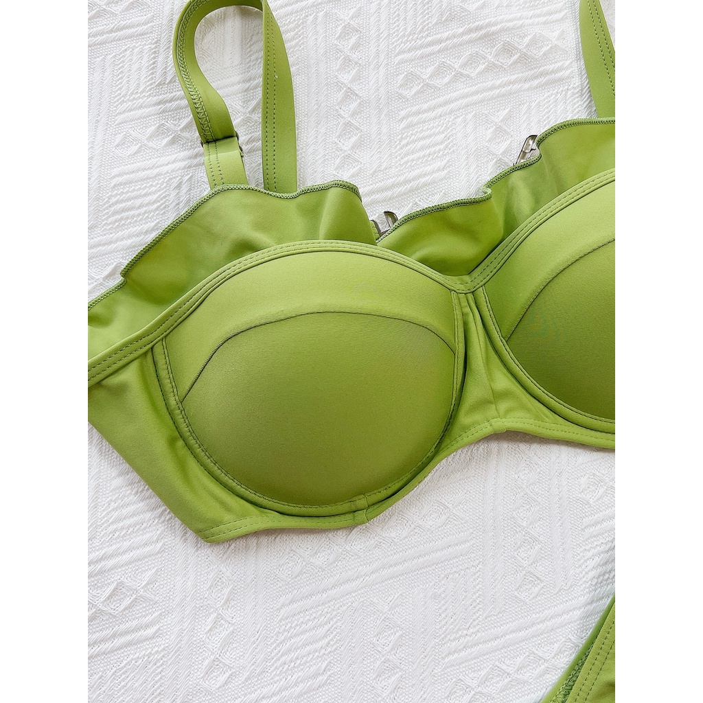 [BKN1619] &lt;ÂU&gt; SET BIKINI XANH CỐM CUPSO BÈO NGỰC (CÓ GỌNG)