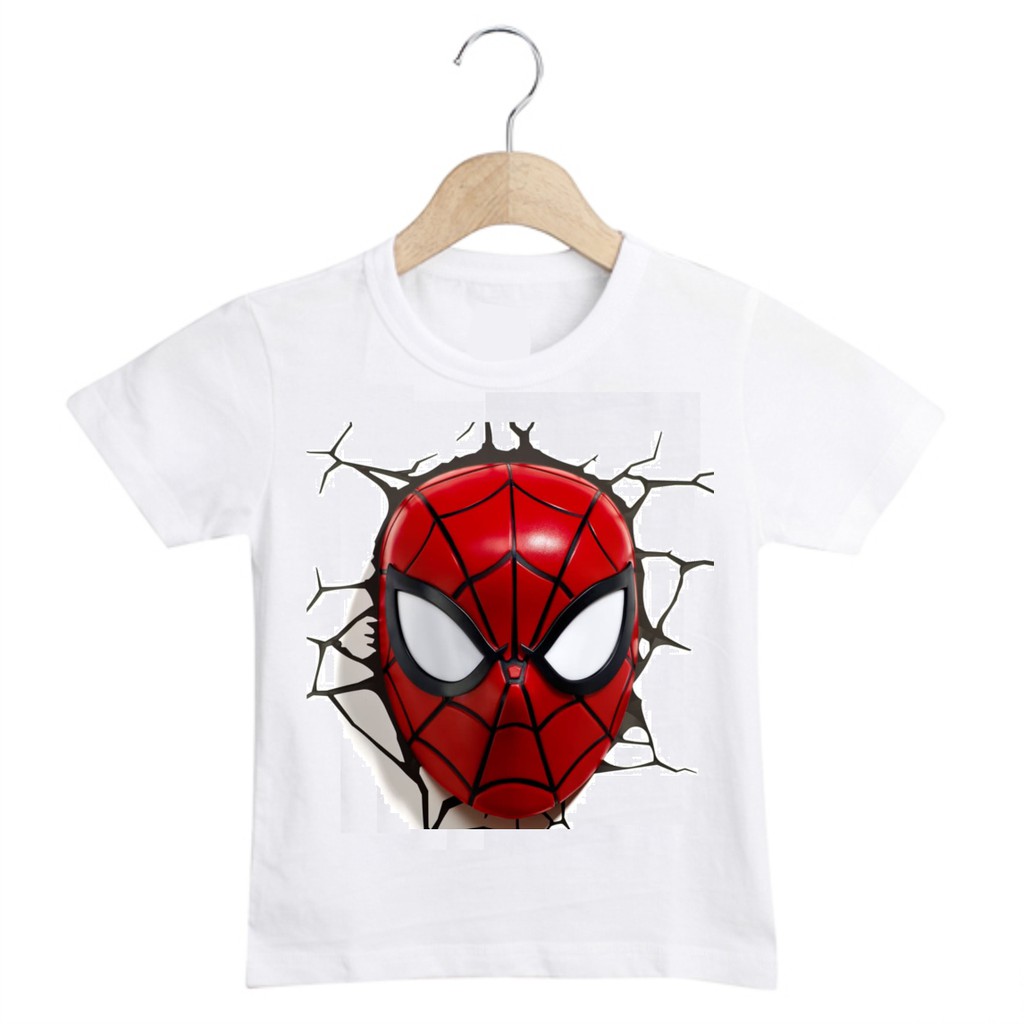 Áo Người Nhện Spider Man cổ tròn màu trắng cực đẹp dành cho trẻ em