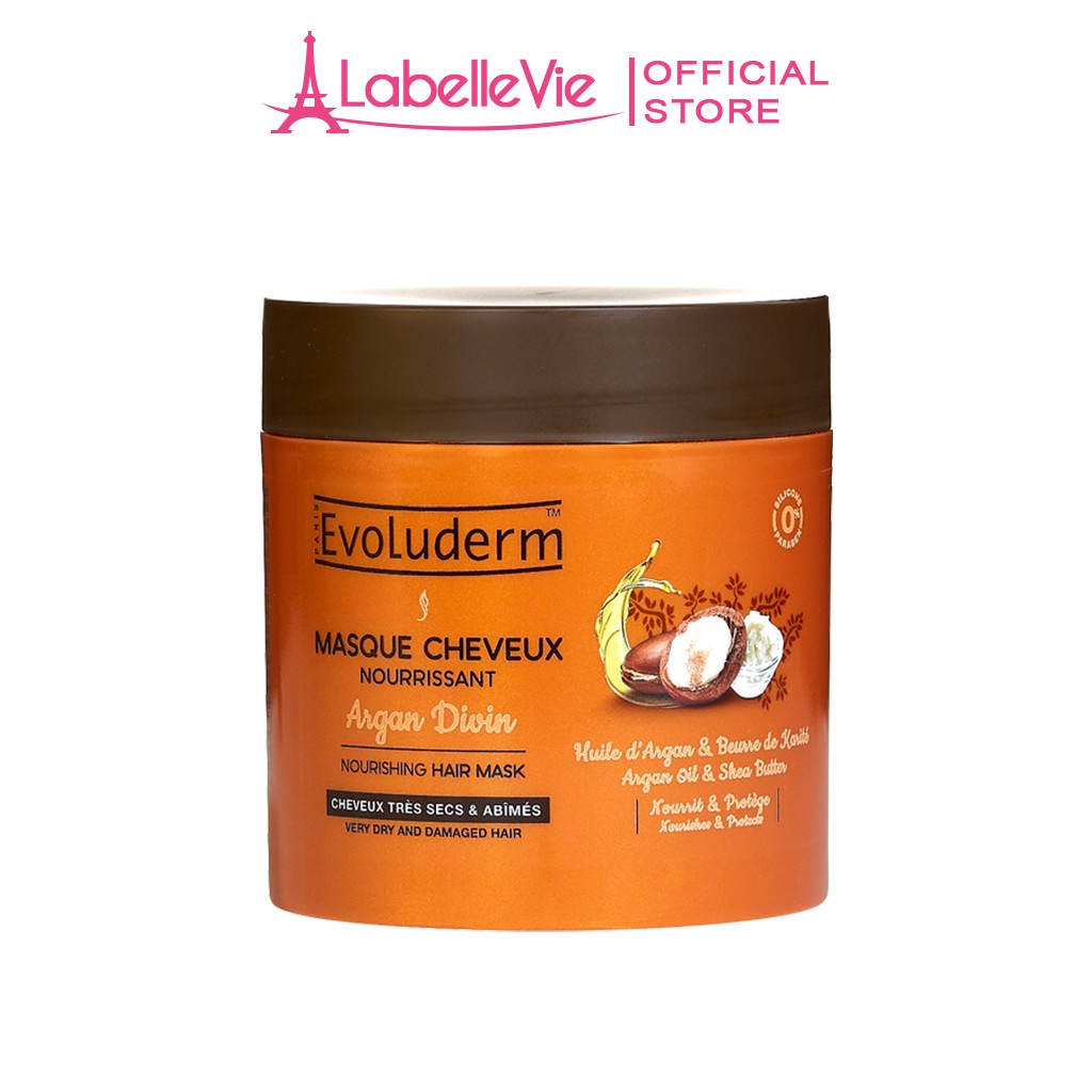 Kem ủ tóc Evoluderm Masque Cheveux Nourrissant Argan Divin cho tóc khô và hư tổn 500ml