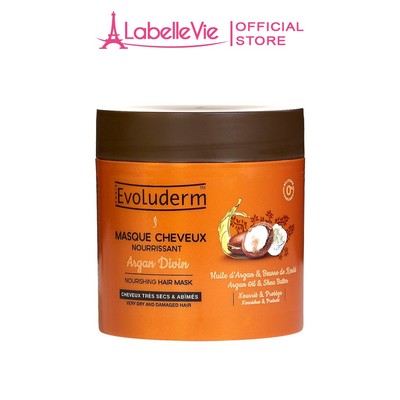 Kem ủ tóc Evoluderm Masque Cheveux Nourrissant Argan Divin cho tóc khô và hư tổn 500ml