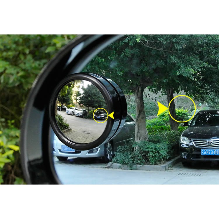 Gương cầu lồi 360 xóa điểm mù 5cm VIỀN ĐEN, gắn kính chiếu hậu ô tô, có viền kiếng