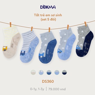 (0 đến 3 tuổi) Tất cotton sơ sinh DOKMA (set 5 đôi) (DS360)