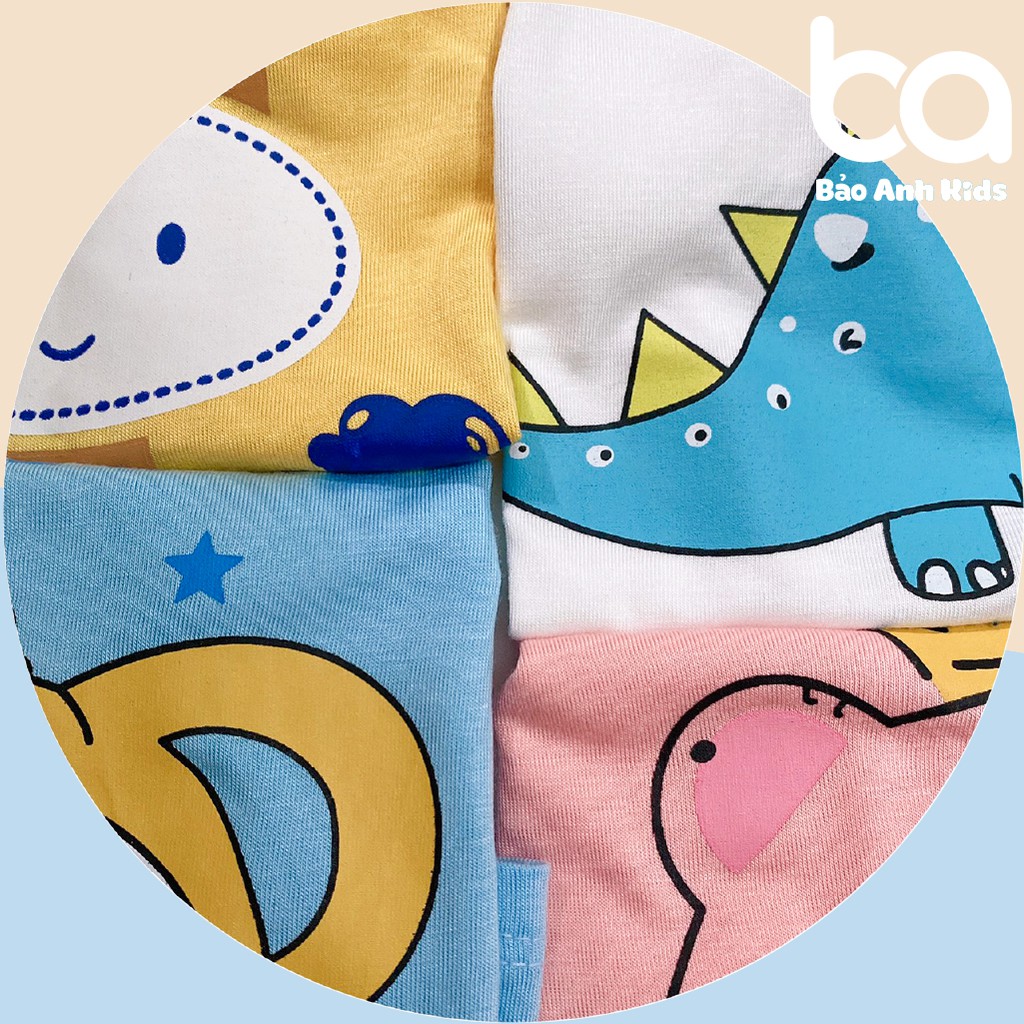 Bộ Quần Áo Cho Bé Trai Bé Gái Cộc Tay Minky Mom Vải Thun Lạnh Co Giãn Nút Vai Hình Con Vật, Bộ Mặc Nhà Cho Bé - BCNUT1