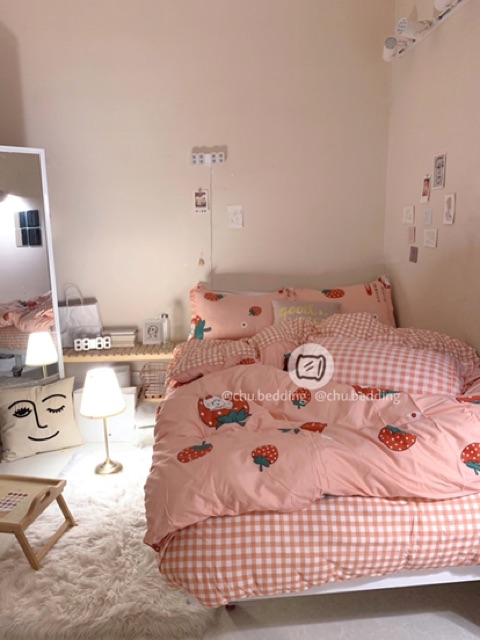 Set chăn ga gối Poly cotton: dâu tây hồng | BigBuy360 - bigbuy360.vn