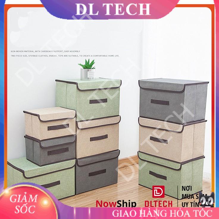 Hộp túi vải đựng đồ thùng đựng quần áo đồ lót đồ chơi bằng vải cứng, có nắp đậy không cần tủ tiện dụng HV01 DL TECH