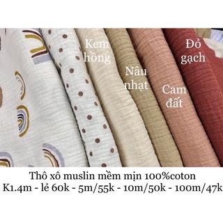 Vaihoa2015 Vải thô xô MUSLIN 2 lớp mềm mịn - may quần áo chăn gối mẹ và bé