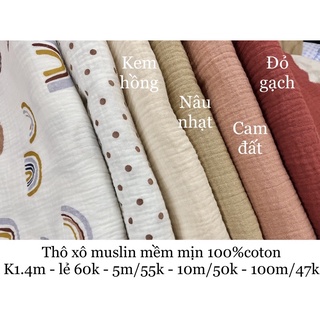 [Vaihoa2015] Vải thô xô  MUSLIN 2 lớp mềm mịn -  may quần áo chăn gối mẹ và bé