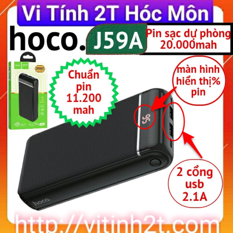 Pin sạc dự phòng 20000mAh Hoco J59a tích hợp màn hình LED báo điện áp -Hàng phân phối chínhs hãng