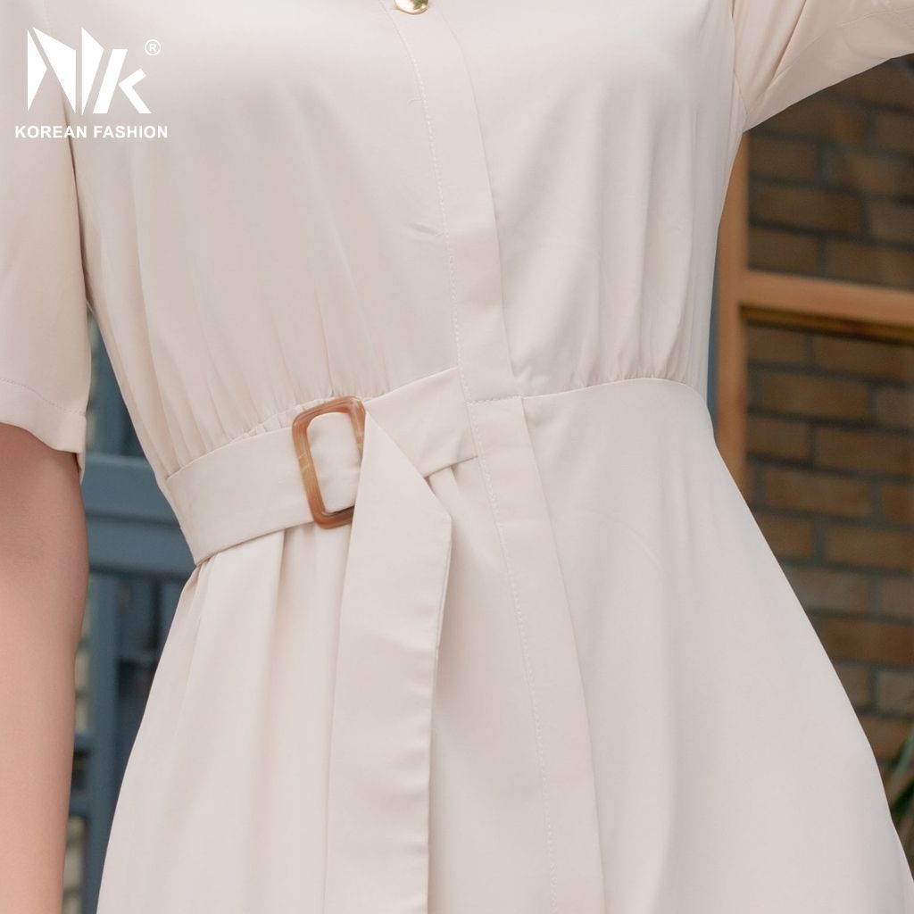 Đầm Thiết Kế Công Sở NK Fashion Tay Lỡ Kèm Đai Eo, Vải Nhập Hàn Cao Cấp NKDV2104004