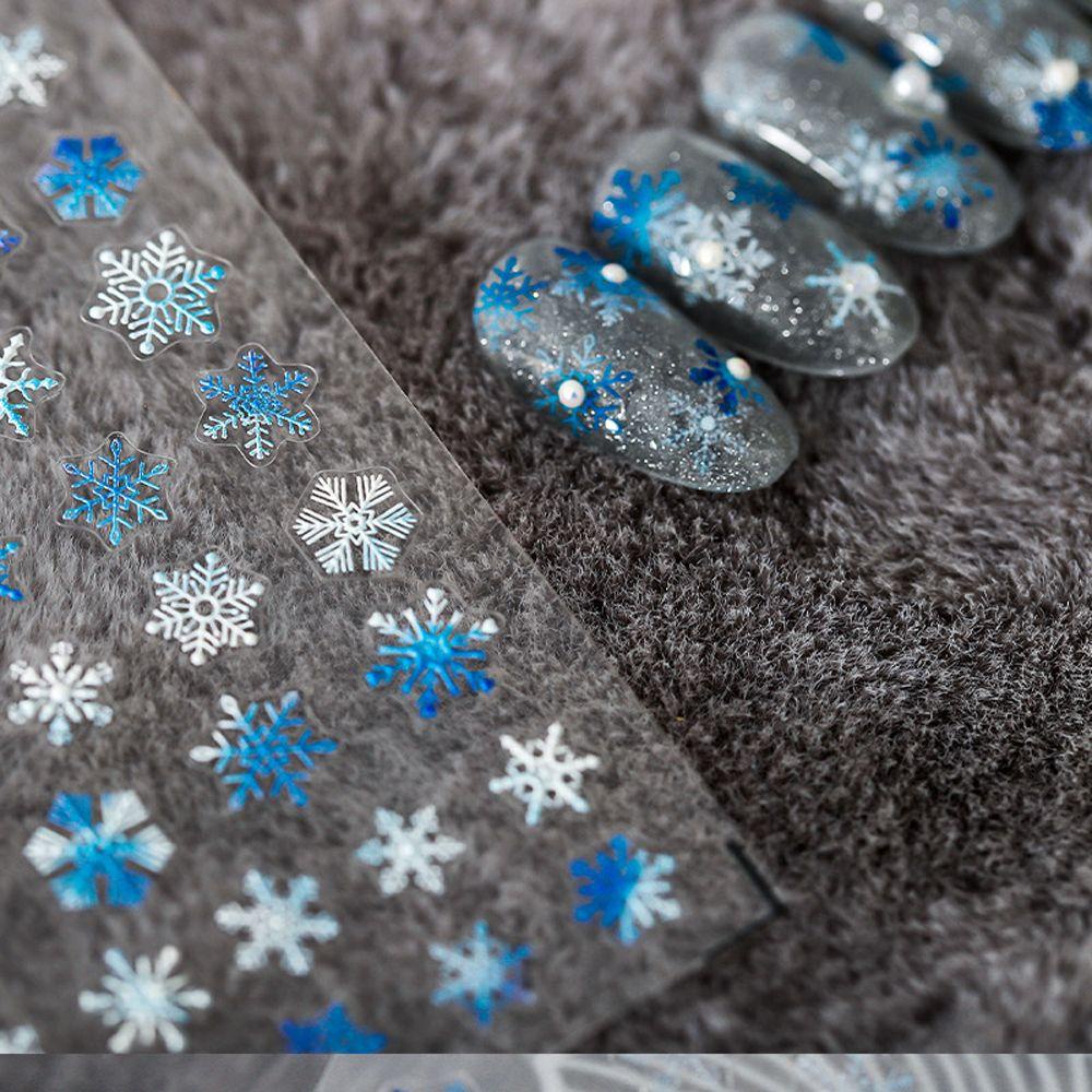 Miếng Dán Móng Tay Tự Dính Họa Tiết Bông Tuyết Mùa Đông 5D