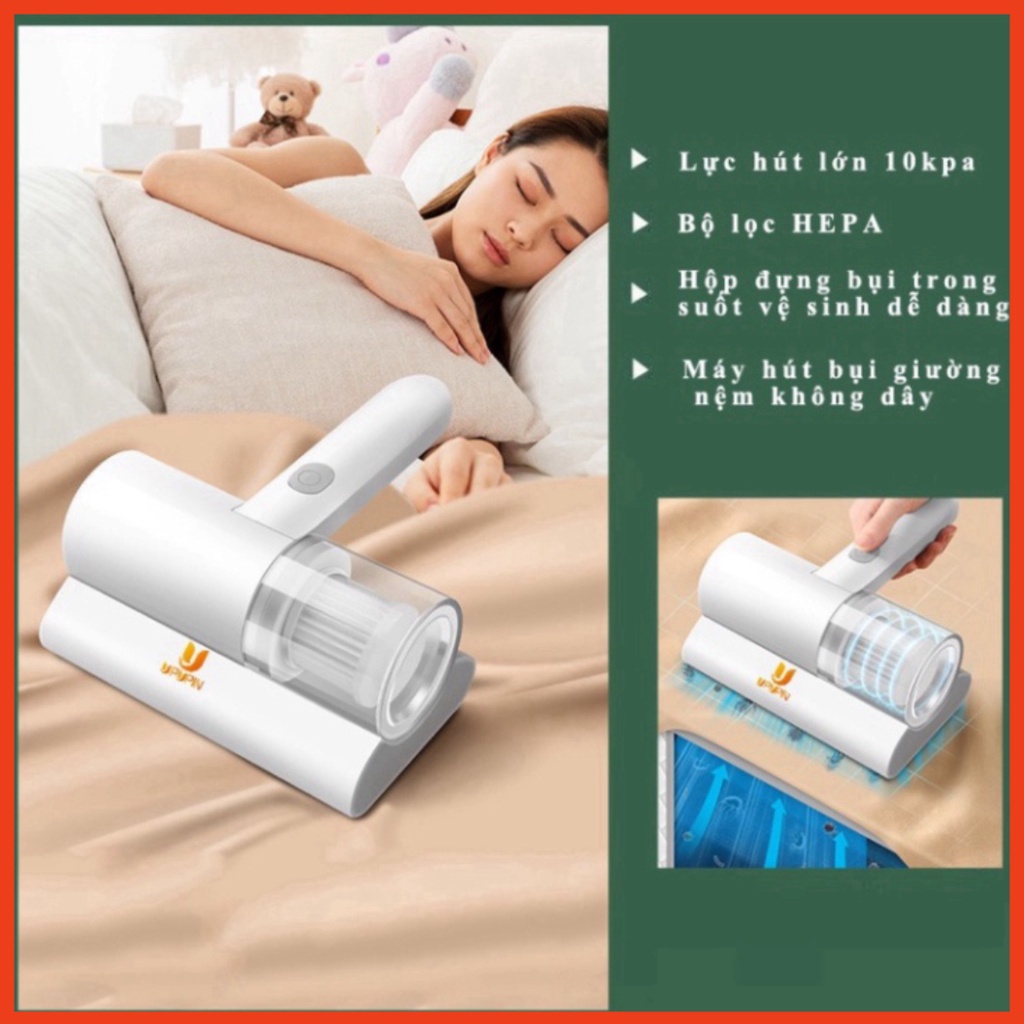 Máy Hút Bụi Giường Nệm - Máy Hút Bụi  Mini Cầm Tay Diệt Khuẩn Giường Nệm , Sofa Không Dây