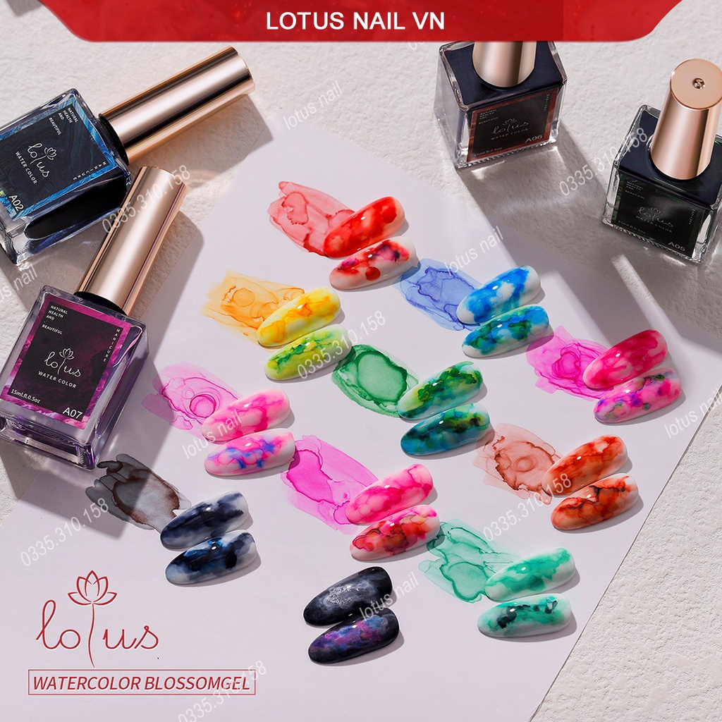 Set cồn loang, gel tạo loang Lotus 12 màu cao cấp