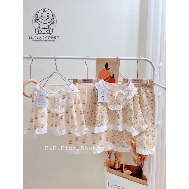 Bộ đồ ngủ dài tay thu đông xô Muslin cho bé gái từ 10-20kg (1-5 tuổi)