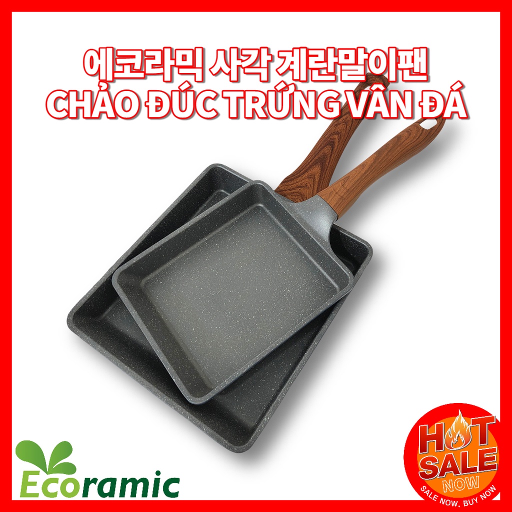 [Hàng chính hãng] Chảo đúc trứng vân đá đáy từ Ceramic ECORAMIC Hàn Quốc