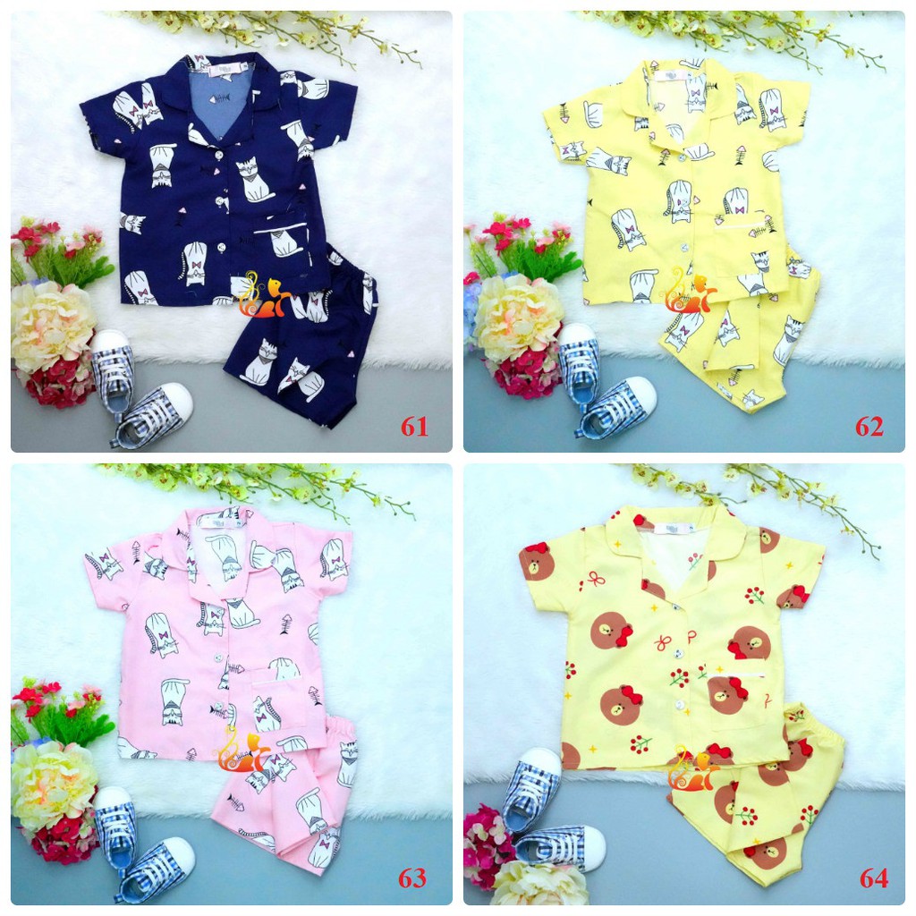 Bộ Đồ Mặc Nhà &quot;Quần Đùi&quot; Pijama Kate Thái - Size số 2 - Cho Bé 8 - 13kg. Từ 1 tuổi - 3 tuổi. (Phần 4).