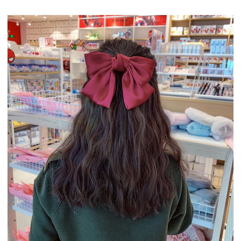 Kẹp tóc nơ vải satin phong cách Hàn Quốc dành cho nữ