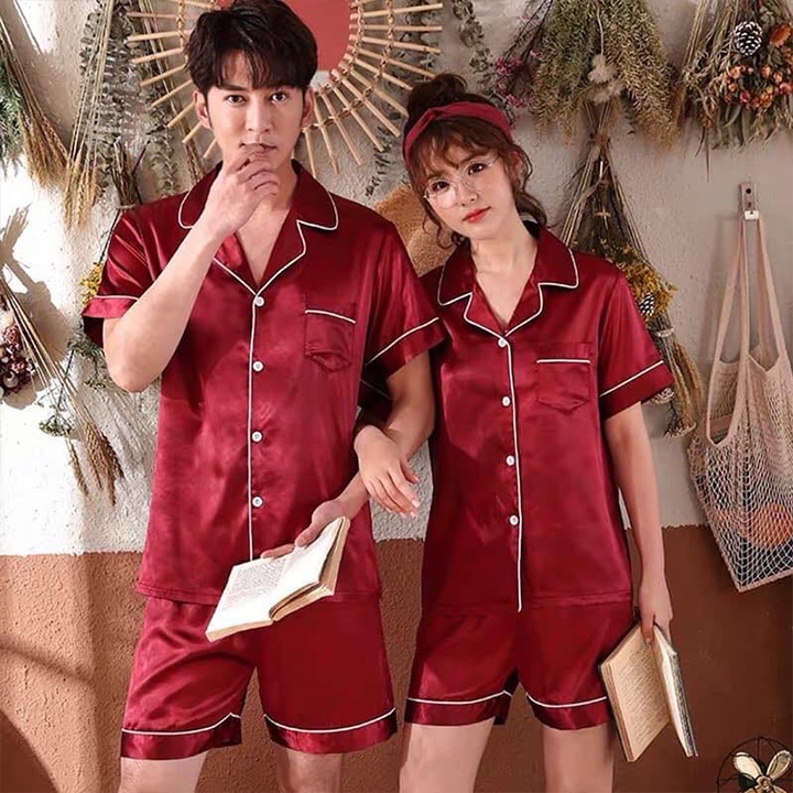 Bộ Đồ Pijama Cộc Tay Chất Lụa Satin Cao Cấp Nhiều Màu