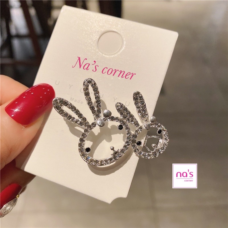 Kẹp tóc Kim loại hình Thỏ đính đá phong cách dễ thương dành cho nữ