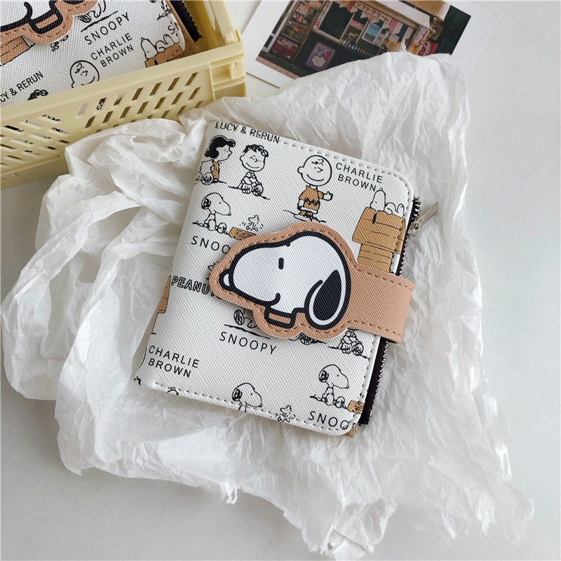 Ví nữ ngắn đựng thẻ/tiền xu gọn nhẹ in hình Snoopy | BigBuy360 - bigbuy360.vn