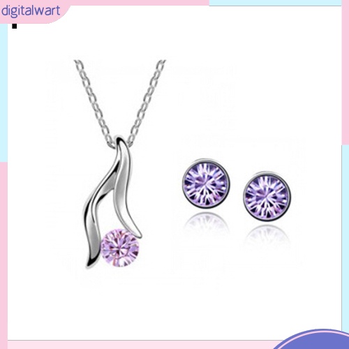 Bộ Vòng cổ + Bông Tai Mạ Bạc Đính Đá Sang Trọng Cho Nữ