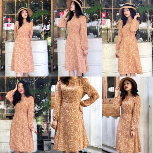 Đầm hoa nhí xinh Halenn Dress tay dài chất váy voan có lót lớp váy có dây buộc eo xinh nhẹ dễ mix ( kèm ảnh thật )  ྇