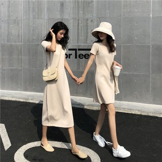 Đầm suông cổ tròn đơn giản phong cách Hàn Quốc