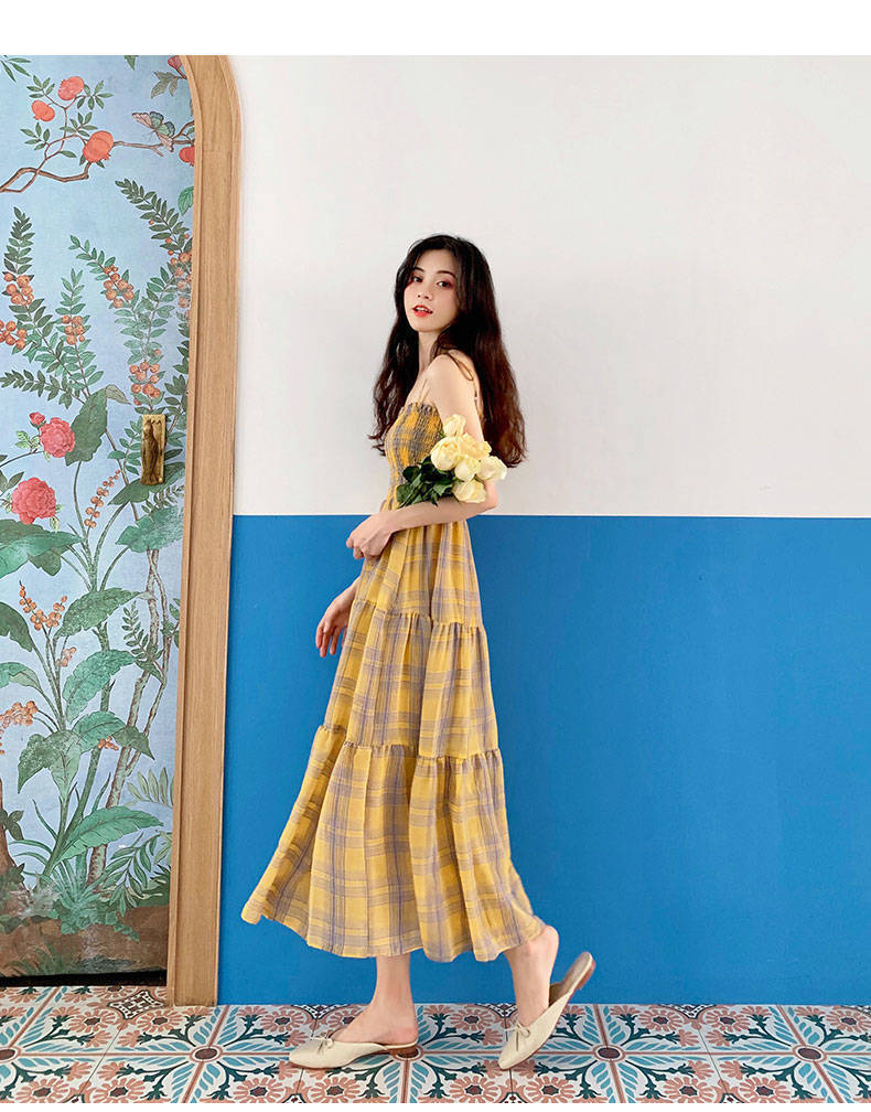 NRVP Đầm nữ không tay họa tiết sọc phong cách Pháp thời trang 2021