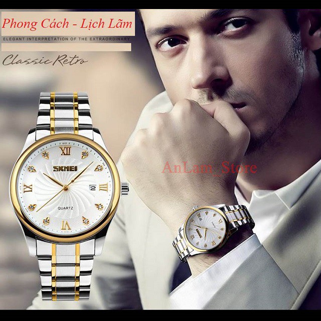 [ Siêu Đẹp ] Đồng hồ nam SKMEI 9101 chống nước siêu bền dây thép không gỉ cao cấp chính hãng