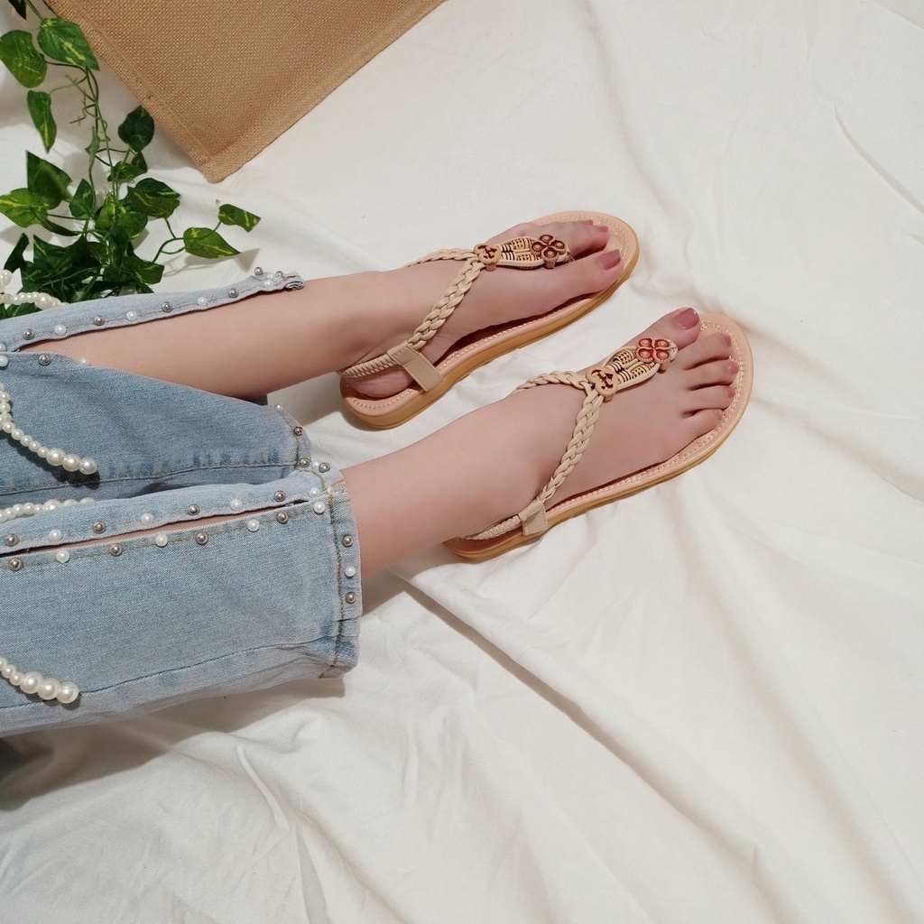 Giày sandal nữ quai kẹp thổ cẩm phong cách vintage hàng chuẩn shop-HÌNH CHỤP THẬT-tbtc2